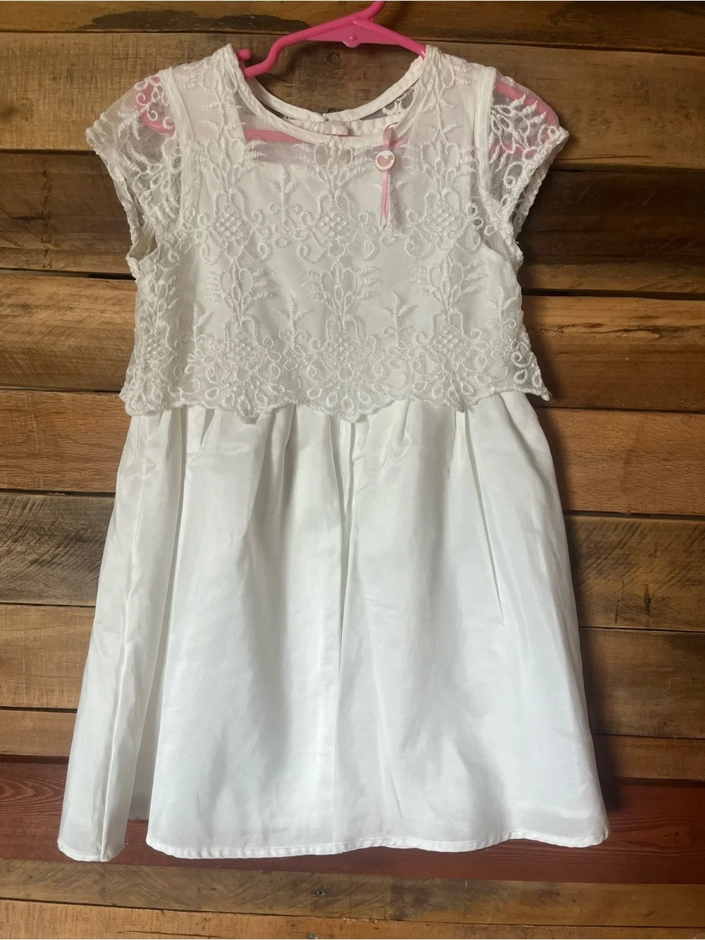 Little Girls White Lace Overlay Formal Dress Size 2-3yrs